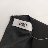 I am I レース切替 半袖ドレス ベルト付き チュール ワンピース ブラック レディース アイアムアイ【中古】5-0521S∞