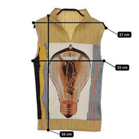 PLEATS PLEASE ISSEY MIYAKE 電球プリント プリーツ PP31-JK741 ノースリーブ Ｔシャツ カットソー ベージュ レディース プリーツプリーズ【中古】5-0702S∞