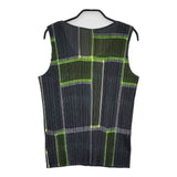 PLEATS PLEASE ISSEY MIYAKE プリーツ チェック柄 PP64JK541 キャミソール ノースリーブ Ｔシャツ カットソー グリーン レディース プリーツプリーズ【中古】5-0702S∞