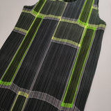 PLEATS PLEASE ISSEY MIYAKE プリーツ チェック柄 PP64JK541 キャミソール ノースリーブ Ｔシャツ カットソー グリーン レディース プリーツプリーズ【中古】5-0702S∞