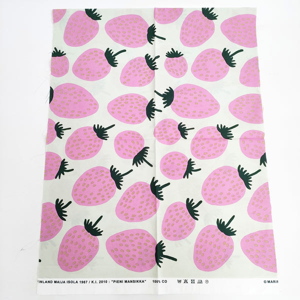 marimekko PIENI MANSIKKA 約54cm×145cm イチゴ ファブリック 生地 生地 ライトグリーン ピンク レディース マリメッコ【中古】5-0217G◎
