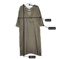 evam eva E211T123 カシュクール リネン ワンピース カーキ レディース エヴァムエヴァ【中古】5-0311M♪