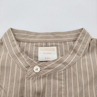 Phlannel ストライプ 半袖 バンドカラーシャツワンピ サイズ1 ワンピース ベージュ レディース フランネル【中古】5-0311S♪