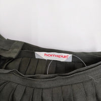 homspun リネン プリーツ ギャザー ロングスカート カーキ レディース ホームスパン【中古】5-0311M♪
