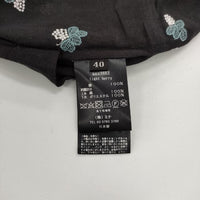 mina perhonen light berry aas3883 定価69300円 半袖 サイズ40 刺繍 総柄ドレス ワンピース チャコールグレー レディース ミナペルホネン【中古】5-0702S∞