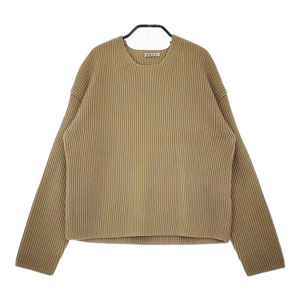 AURALEE A6AP05RK サイズ1 SUPER FINE WOOL RIB KNIT BIG P/O 定価36000円 リブ セーター ニット カーキ レディース オーラリー【中古】4-1227T♪