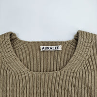 AURALEE A6AP05RK サイズ1 SUPER FINE WOOL RIB KNIT BIG P/O 定価36000円 リブ セーター ニット カーキ レディース オーラリー【中古】4-1227T♪