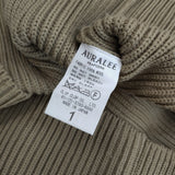 AURALEE A6AP05RK サイズ1 SUPER FINE WOOL RIB KNIT BIG P/O 定価36000円 リブ セーター ニット カーキ レディース オーラリー【中古】4-1227T♪