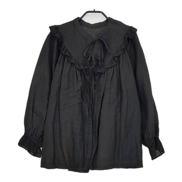 nest Robe リネン×ボイル2Wayフリル 01234-1453 ブラウス シャツ 23AW ブラック レディース ネストローブ【中古】5-0702M∞
