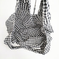 nest Robe リネンギンガム超撥水バッグ トートバッグ ブラック ホワイト レディース ネストローブ【中古】5-0607M◎