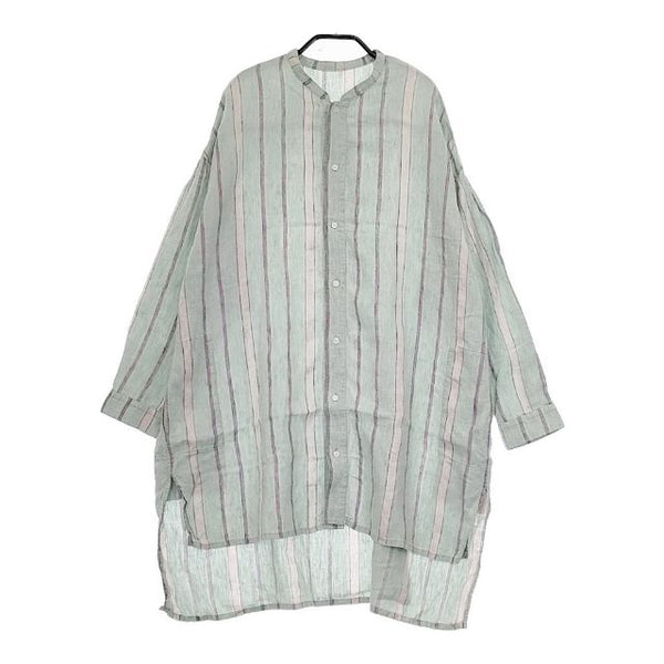 nest Robe リネンマルチストライプシャツ 01231-1012 チュニックシャツ 長袖シャツ エメラルドグリーン レディース ネストローブ【中古】5-0409M∞