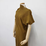 ISSEY MIYAKE カットワーク 変型ワンピース 日本製 IM13KH645 サイズ2 ワンピース オウド色 レディース イッセイミヤケ【中古】5-0711S◎