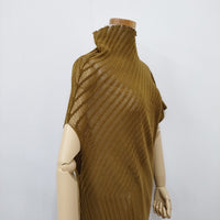 ISSEY MIYAKE カットワーク 変型ワンピース 日本製 IM13KH645 サイズ2 ワンピース オウド色 レディース イッセイミヤケ【中古】5-0711S◎
