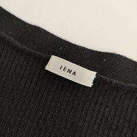 IENA 2x1リブ Vネックカーディガン 定価13200円 ウール カーディガン ブラック レディース イエナ【中古】5-0501T∞