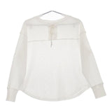 SHIPS any ワッフル レースアップ ラウンドヘム プルオーバー 長袖Ｔシャツ カットソー ロンＴ ホワイト レディース シップスエニィ【中古】5-0501M∞