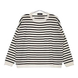 etrenne エトレンヌ コットン ボーダー プルオーバー セーター ニット オフホワイト ブラック レディース【中古】5-0501M∞