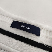 etrenne エトレンヌ コットン ボーダー プルオーバー セーター ニット オフホワイト ブラック レディース【中古】5-0501M∞