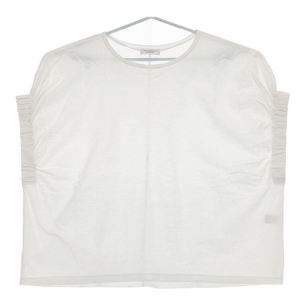 BEAUTY&YOUTH UNITED ARROWS ツイルギャザーショートスリーブカットソー 定価8800円 Ｔシャツ カットソー ホワイト レディース ビューティアンドユース【中古】5-0524S∞