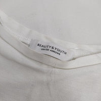 BEAUTY&YOUTH UNITED ARROWS ツイルギャザーショートスリーブカットソー 定価8800円 Ｔシャツ カットソー ホワイト レディース ビューティアンドユース【中古】5-0524S∞