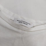BEAUTY&YOUTH UNITED ARROWS ツイルギャザーショートスリーブカットソー 定価8800円 Ｔシャツ カットソー ホワイト レディース ビューティアンドユース【中古】5-0524S∞