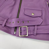 beautiful people 1735402408 サイズ140 レザー 鹿革 ダブルライダースジャケット パープル レディース ビューティフルピープル【中古】4-1227T♪