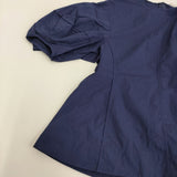 BLAMINK コットンクルーネックランタンスリーブブラウス サイズ36 ブラウス シャツ 23SS ネイビー レディース ブラミンク【中古】5-0608S♪