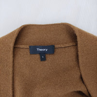 theory RIB SLEEVE CARDO CHARMANT カシミヤ混 サイズS ボタンレス ロング カーディガン ブラウン レディース セオリー【中古】5-0107T♪