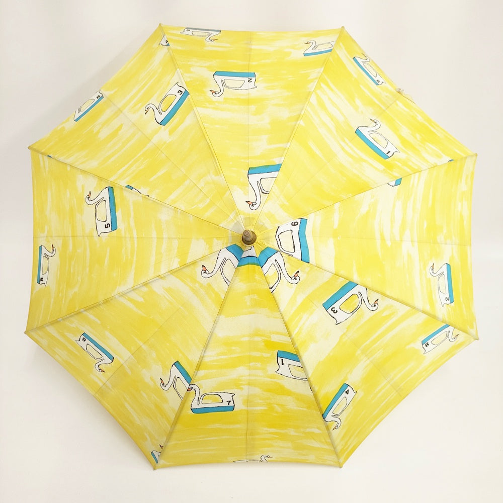 イイダ傘店 スワン 雨傘 白鳥 アンブレラ 長傘 傘 イエロー