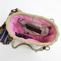 ebagos 肩掛けミニトート レッキスファー付き レオパード 定価7万円 かごバッグ 2014AW ベージュ レディース エバゴス【中古】5-0114G◎