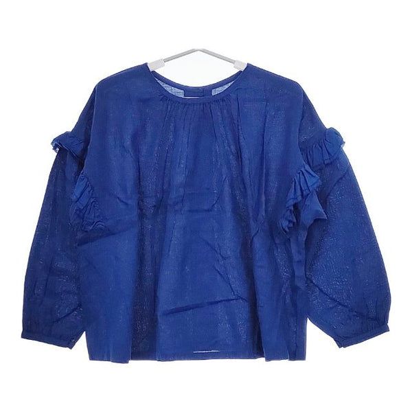 nest Robe リネンサフィランブラウス 後染め 01211-1033 ブラウス シャツ ブルー レディース ネストローブ【中古】5-0501M∞