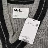 MHL. 未使用品 595-4261501 TOUGH WOOL RIB 定価25300円 サイズ2 Vネック ベスト 24AW グレー レディース エムエイチエル【中古】4-1230T♪