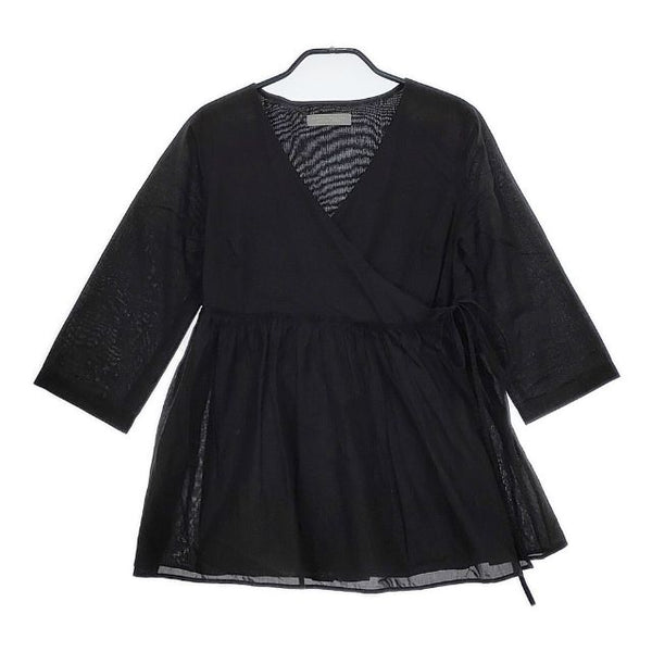 Francesca AMAM LABEL カシュクール コットン ブラウス シャツ ブラック レディース フランチェスカ【中古】5-0501M∞