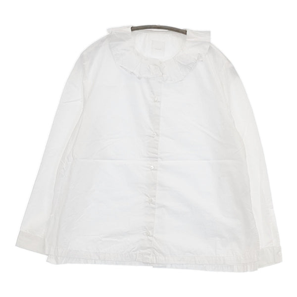Gauze# フリル 長袖 定価18150円 G767 コットン サイズF ブラウス シャツ ホワイト レディース ガーゼ【中古】5-0728M△