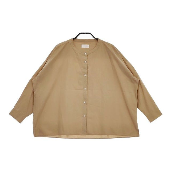 HUIS オーガニックコットンバンドカラーワイドブラウス 定価20680円 ブラウス シャツ ベージュ レディース ハウス【中古】5-0220M∞