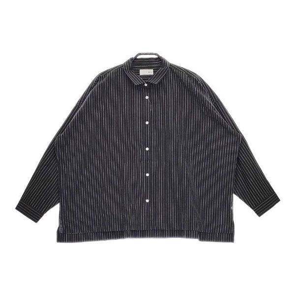 HUIS 遠州織物シーチングコットンワイドブラウス 定価22880円 ブラウス シャツ ブラック ホワイト レディース ハウス【中古】5-0220M∞