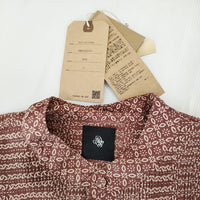 maison de SOIL 新品 FLOWER BLOCK PRINT MINI PINTUCK BANDED COLLAR SHIRT ピンタックブラウス シャツ レッド メゾンドソイル【中古】4-1230M♪