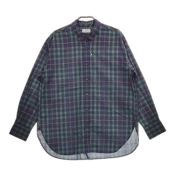 LA MARINE FRANCAISE チェック コットン ワークシャツ 長袖シャツ ネイビー グリーン レディース マリンフランセーズ【中古】5-0220M∞