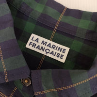 LA MARINE FRANCAISE チェック コットン ワークシャツ 長袖シャツ ネイビー グリーン レディース マリンフランセーズ【中古】5-0220M∞