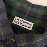 LA MARINE FRANCAISE チェック コットン ワークシャツ 長袖シャツ ネイビー グリーン レディース マリンフランセーズ【中古】5-0220M∞