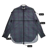 LA MARINE FRANCAISE チェック コットン ワークシャツ 長袖シャツ ネイビー グリーン レディース マリンフランセーズ【中古】5-0220M∞