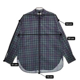 LA MARINE FRANCAISE チェック コットン ワークシャツ 長袖シャツ ネイビー グリーン レディース マリンフランセーズ【中古】5-0220M∞