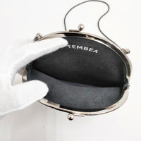 TEMBEA 新品 GAMA BAG M レザー 牛革 がま口ポシェット 定価17000円 ショルダーバッグ ブラック レディース テンベア【中古】5-0206G◎