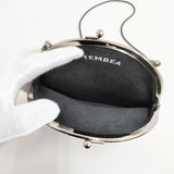 TEMBEA 新品 GAMA BAG M レザー 牛革 がま口ポシェット 定価17000円 ショルダーバッグ ブラック レディース テンベア【中古】5-0206G◎
