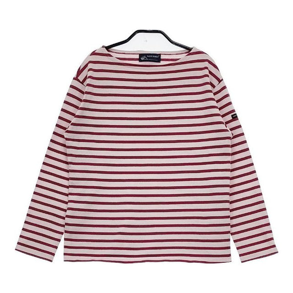 SAINT JAMES ウェッソン ボーダー T3 長袖Ｔシャツ カットソー ロンＴ ワインレッド ピンク レディース セントジェームス【中古】5-0712M∞