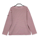 SAINT JAMES ウェッソン ボーダー T3 長袖Ｔシャツ カットソー ロンＴ ワインレッド ピンク レディース セントジェームス【中古】5-0712M∞