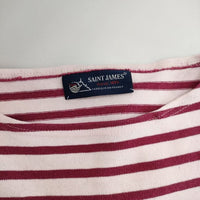 SAINT JAMES ウェッソン ボーダー T3 長袖Ｔシャツ カットソー ロンＴ ワインレッド ピンク レディース セントジェームス【中古】5-0712M∞