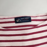 SAINT JAMES ウェッソン ボーダー T3 長袖Ｔシャツ カットソー ロンＴ ワインレッド ピンク レディース セントジェームス【中古】5-0712M∞