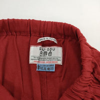SOU・SOU えんゆう穿き 高島縮 坂尾織物 日本製 イージー パンツ レッド レディース ソウソウ【中古】5-0501M∞