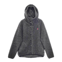 GYMPHLEX ボアフリース くるみボタン J-1185PL ジャケット サイズ12 パーカー チャコールグレー レディース ジムフレックス【中古】5-0206T△