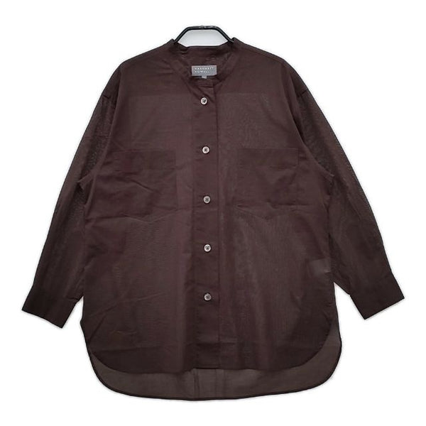 MARGARET HOWELL COTTON VOILE バンドカラー 578-4153011 長袖シャツ 24SS ブラウン レディース マーガレットハウエル【中古】5-0409M∞